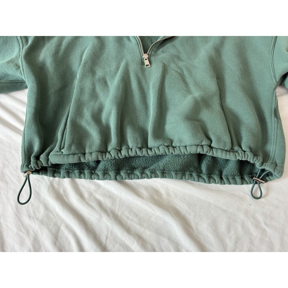 Abercrombie & Fitch Sweatshirt Womens M Teal Quarter Zip Cropped SoftAF Fleece - Picture 7 of 8